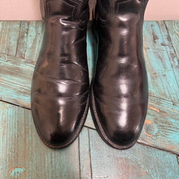 J Chisholm Boots Leather Cowboy 9 D Black Leather Western Riding USA Vintage - Picture 7 of 10